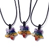 Adjustable Natural Mixed Stone Star Pendant Necklace NJEW-B086-03M-1