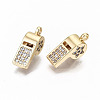 Brass Micro Pave Clear Cubic Zirconia Charms KK-S356-172G-NF-1