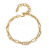 Oval & Paperclip Brass Micro Pave Cubic Zirconia Link Chain Bracelets for Women BJEW-D458-02G-02-4