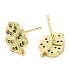 Rack Plating Brass Leaf Stud Earrings with Cubic Zirconia EJEW-D061-05G-2