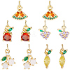 10Pcs 5 Styles Brass Micro Pave Cubic Zirconia Pendants KK-SC0007-51-1