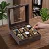6-Slot Clear Glass Window Imitation Leather Watch Organizer Boxes with Velveteen Pillow Inside and Alloy Clasps Outside CON-WH0089-285-3
