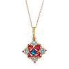 3Pcs 3 Colors Glass Beaded Rhombus Pendant Necklaces NJEW-MZ00072-3