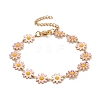 Enamel Daisy Link Chains Bracelet BJEW-P271-01G-05-1