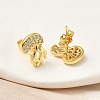 Brass Micro Pave Clear Cubic Zirconia Stud Earrings EJEW-A145-03A-G-3