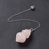 Natural Rose Quartz Pointed Dowsing Pendulums AJEW-B020-04P-07-3