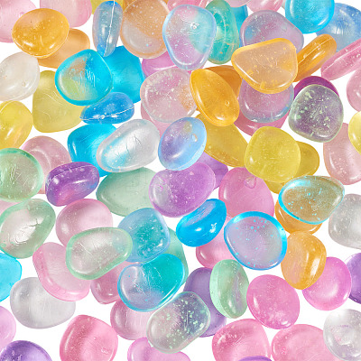 100Pcs Luminous Transparent Resin Cabochons RESI-TAC0011-79-1