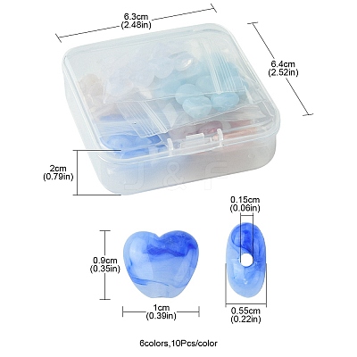 60Pcs 6 Colors Opaque Acrylic Beads MACR-FS0001-69-1