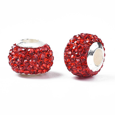 Handmade Polymer Clay Rhinestone European Beads RB-N053-001-08-1