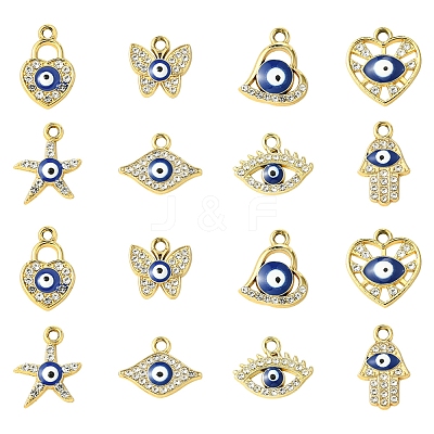 16Pcs 8 Styles UV Plating Alloy Enamel Pendants FIND-FS0002-74-1