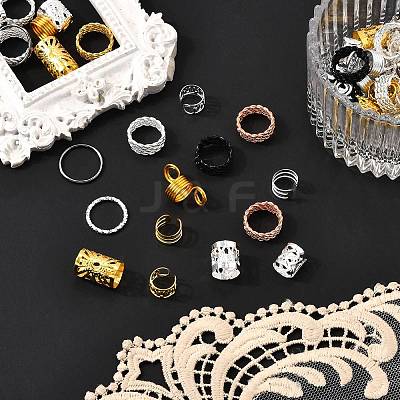 130Pcs 26 Styles Alloy/Aluminum/Iron Hair Coil Cuffs OHAR-CJ0001-04-1