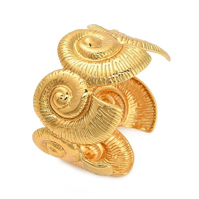 Conch 304 Stainless Steel Cuff Bangles for Women BJEW-A150-02G-1