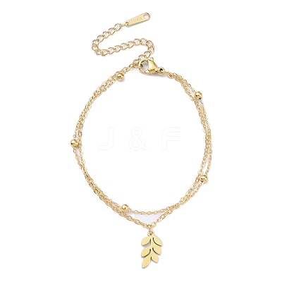 304 Stainless Steel Cable & Satellite Chains Double Layer Multi-strand Bracelet LS-BJEW-E092-07G-1