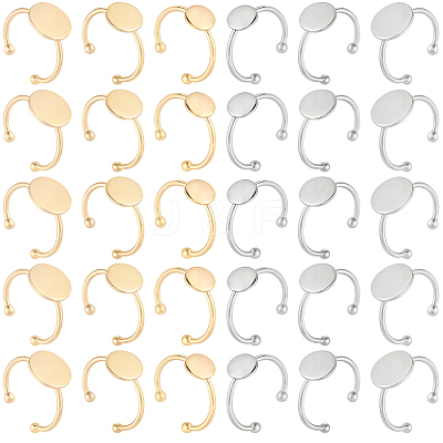 30Pcs 6 Styles Adjustable 304 Stainless Steel Finger Rings Components STAS-BBC0007-97-1