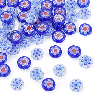 50Pcs 2 Colors Handmade Millefiori Lampwork Beads LAMP-TADJ0001-03B-1