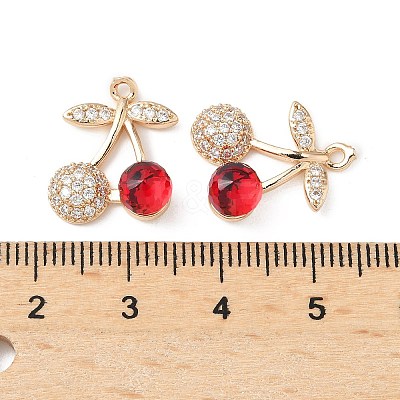 Brass & Glass Micro Pave Cubic Zirconia Pendants KK-S532-07KCG-1