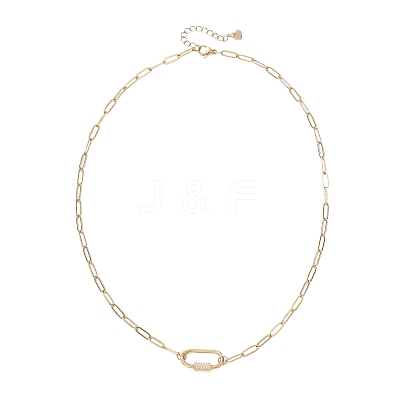 304 Stainless Steel Screw Carabiner Lock Pendant Paperclip Chain Necklaces NJEW-JN05860-01-1
