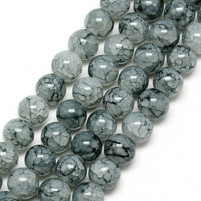 Baking Painted Crackle Glass Beads Strands X-DGLA-Q023-8mm-YS49-1