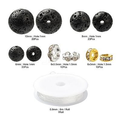 76Pcs Natural Lava Rock Round Beads for DIY Bracelet Making DIY-FS0002-01-1