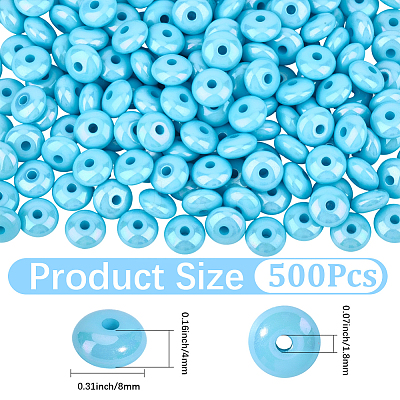 500Pcs UV Plating Opaque Acrylic Beads MACR-PA0001-47C-1