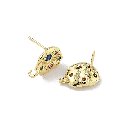 Brass Micro Pave Cubic Zirconia Stud Earring Findings KK-U075-01C-02G-1