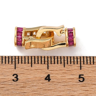 Brass Micro Pave Cubic Zirconia Fold Over Clasps KK-C076-06G-1
