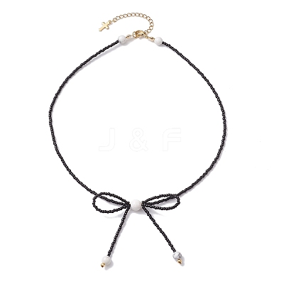 Glass Seed Pendant Necklaces for Women NJEW-MZ00031-01-1