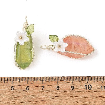 Electroplated Natural Quartz Crystal Wire Wrapped Pendants PALLOY-TA00450-1