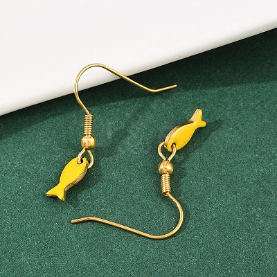 Ocean Series 304 Stainless Steel Enamel Dangle Earrings EJEW-K017-01E-G-1