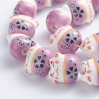 Handmade Printed Porcelain Beads PORC-G004-C06-1