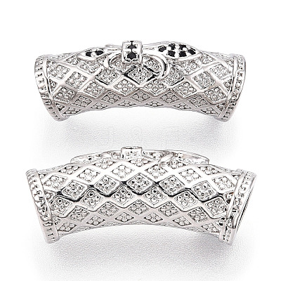 Brass Micro Pave Cubic Zirconia Tube Beads ZIRC-T004-60P-1