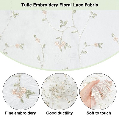 Flower Pattern Polyester Mesh Fabric DIY-WH0453-06B-1