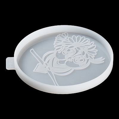 Flat Round with Owl & Flower DIY Cup Mat Silicone Molds SIL-F007-06D-1