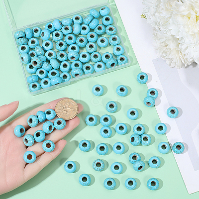 100Pcs Synthetic Turquoise European Beads TURQ-PA0001-04B-1