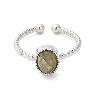 Natural Labradorite Open Cuff Ring RJEW-M166-04P-F-1