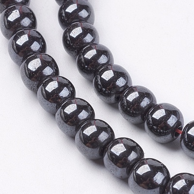 Non-Magnetic Synthetic Hematite Beads Strands G-H1624-6mm-2-1