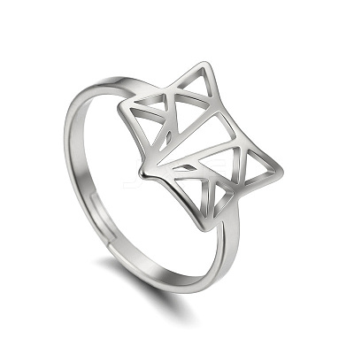 Hollow 304 Stainless Steel Finger Rings WGF195D-01-1