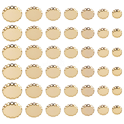 60Pcs 6 Style 304 Stainless Steel Cabochon Settings STAS-CD0001-11-1
