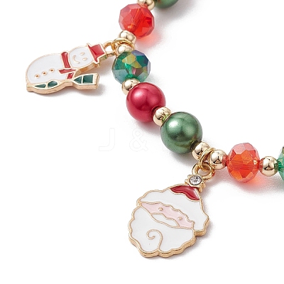 Alloy Enamel Santa Claus Christmas Tree Charm Bracelets X1-BJEW-TA00465-1