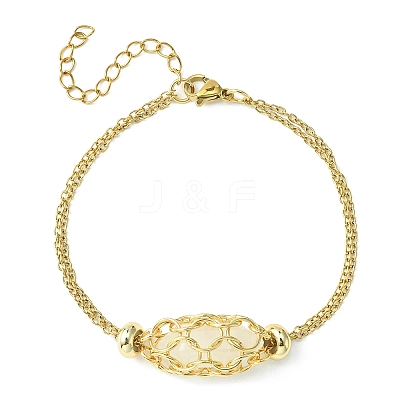 Natural Mixed Gemstone Bullet Link Bracelet BJEW-JB09563-1