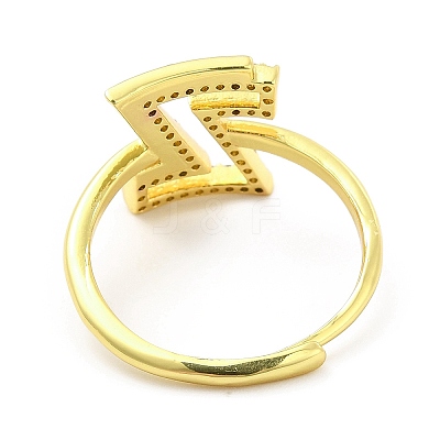 Mixed Color Enamel Initial Letter Adjustable Ring with Clear Cubic Zirconia RJEW-P045-01G-Z-1