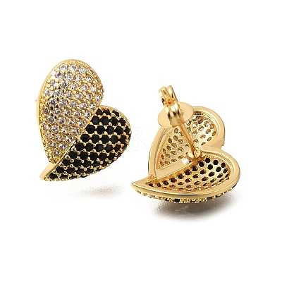 Brass Pave Cubic Zirconia Stud Earrings EJEW-M088-06G-04-1