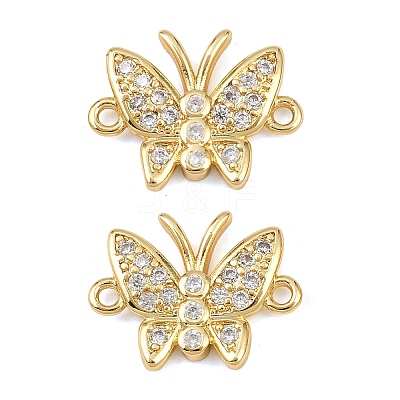 Brass Pave Cubic Zirconia Connector Charms KK-L251-15G-1