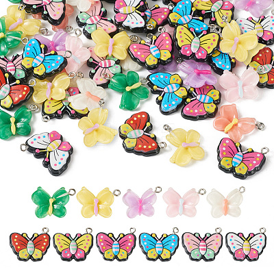 44pcs 11 styles Opaque & Transparent Resin Pendants RESI-TA0001-82-1