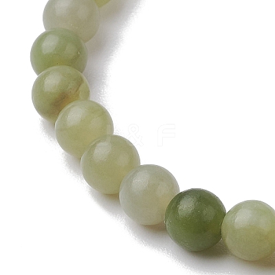 6mm Natural Green Jade Round Beaded Stretch Bracelets BJEW-JB10854-1