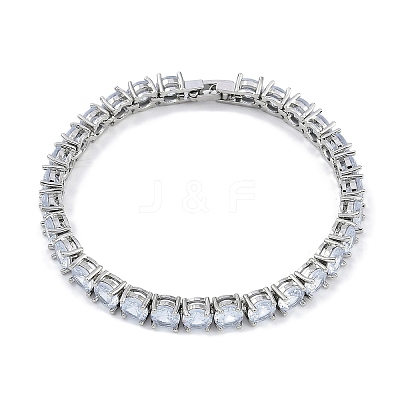 Rack Plating Brass Micro Pave Cubic Zirconia Chain Bracelets BJEW-P341-06A-P-1