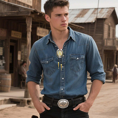 Cowboy Western Alloy Horseshoes & Letter Pendant Bolo Tie Necklaces NJEW-WH20014-02A-1