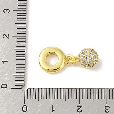 Rack Plating Brass Micro Pave Clear Cubic Zirconia European Dangle Charms KK-S380-25G-1