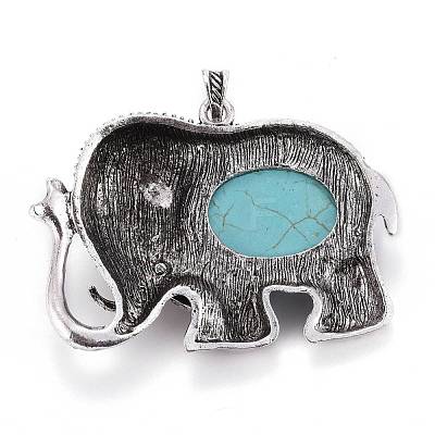 Synthetic Turquoise Big Pendants PALLOY-I214-01AS-1