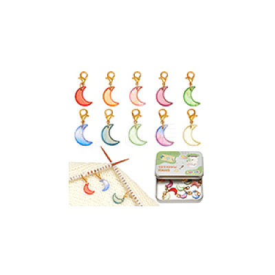 Handmade Lampwork Moon Pendant Locking Stitch Markers HJEW-NB00131-1